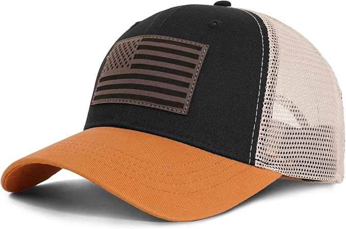 American Flag Trucker Hat - Snapback Hats for Men Women Baseball Cap - Breathable Mesh & Adjustable Fit for Casual Wear