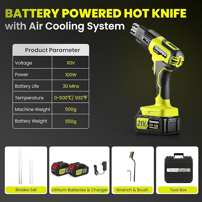 Huanyu Cordless Hot Knife with Temperature Display 100W Max 500℃ 3.0Ah Battery - Image 7