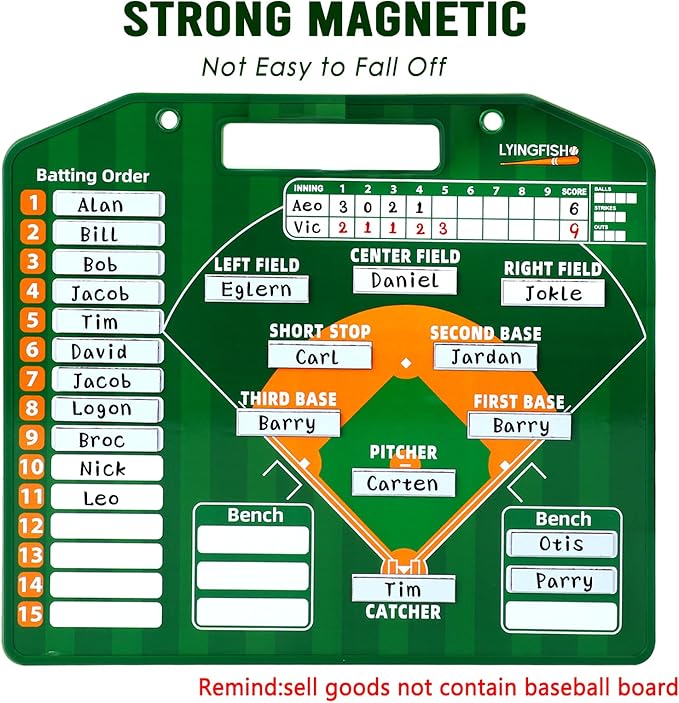 Baseball Lineup Magnets, 40Pcs 0.51 x 2.31 Inch Strong Magnetism Magnetic Baseball Lineup Board Reusable Magnets for Baseball Lineup Board Free Movement Softball Magnetic Lineup Board for Dugout
