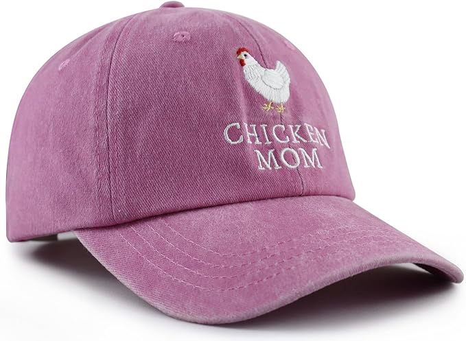 Chicken Mom and Chicken Dad Hat for Women Men, Funny Adjustable Cotton Embroidered Farm Hen Lovers Baseball Cap