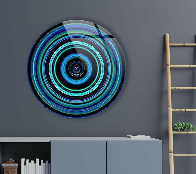 My Photostation.com 27.5'' Diameter Blue and Green Round Glass Wall Art - Image 7