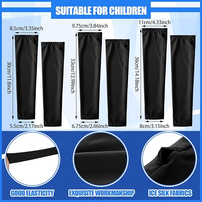 Mepase 10 Pairs Arm Sleeves for Kids Arm Sleeves for Boys UV Sun Protection Cooling Sleeves Youth Sport Compression Sleeves