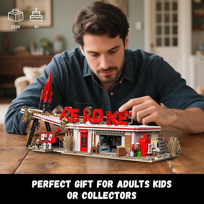 Rocket Gas Station Building Blocks Set, MOC Rocket Architecture Toy Model Kit - Image 4