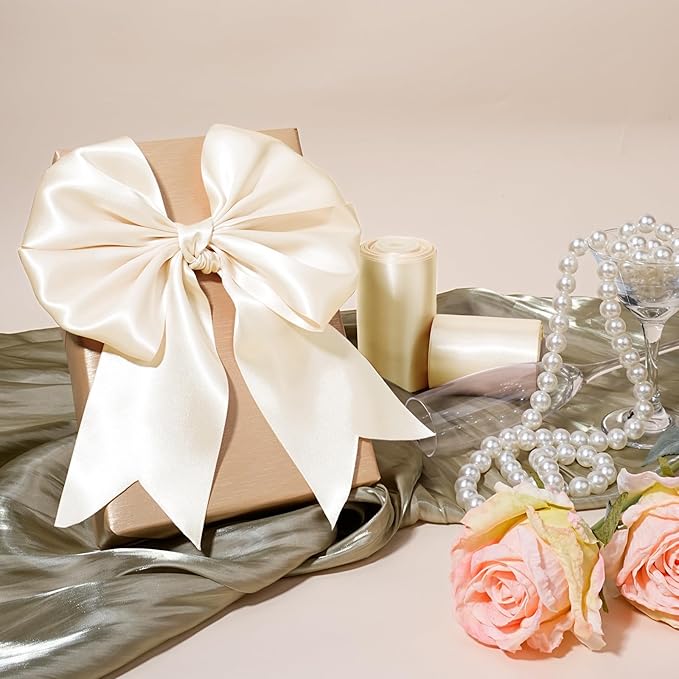 LaRibbons Nude Satin Ribbon 3 Inch 10 Yards Double Faced Luxury Nude Silk Ribbon - Image 2