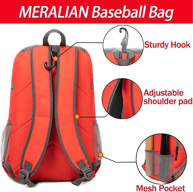 Baseball Bag - Lightweight Softball & T-Ball Backpack with Shoe Compartment for Equipment & Gear
