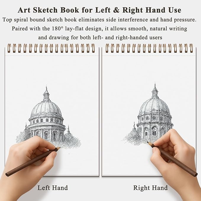 Fuxi 9" x 12" Sketch Book, Top Spiral Bound Sketch Pad, 100 Sheets 68lb/100gsm - Image 7