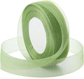 Green Ribbon for Gift Wrapping, 1 inch 50Yard Sage Green Sheer Organza Ribbon by Sentoyou