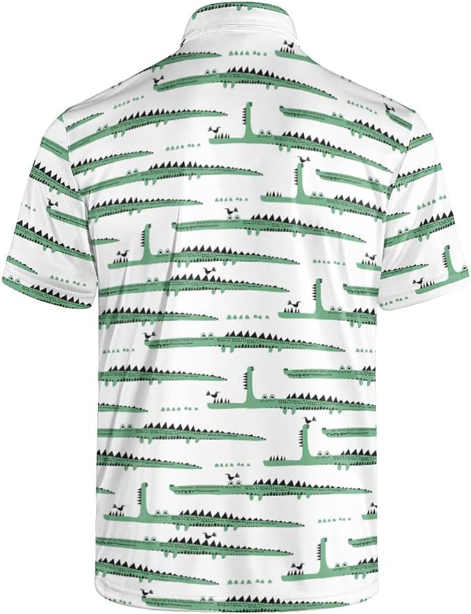 Golf Polo Shirts for Men Funny Print Short Sleeve Golf Shirts Performance Golf Polos