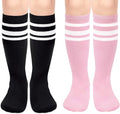 Sarfel Kids Soccer Socks Toddler Soccer Socks Girls Boys Soccer Socks Kids Tube Socks with Stripes Toddler Knee High Socks