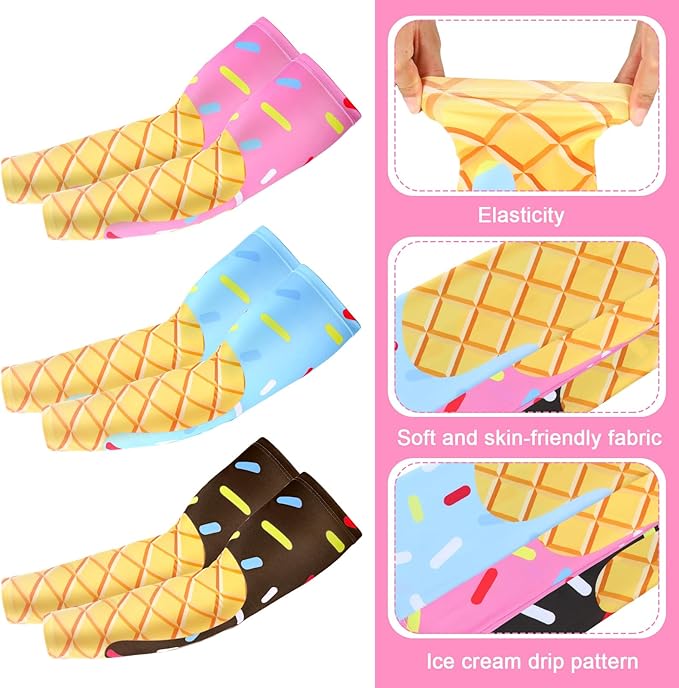 Breling 9 Pcs Ice Cream Baseball Drip Accessories, Ice Cream Baseball Drip Sleeves, 40" x 12" Cooling Towel, Beaded Necklace for Teams Sport Party Favors Shooter Sleeves Team Gift Accessories