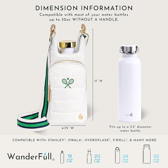 WanderFull® Original HydroBag® Collection, Water Bottle Holder, Gift for Women, Mom, Girlfriend, w/Strap & Phone Pocket, Hands-Free Crossbody Water Bottle Bag