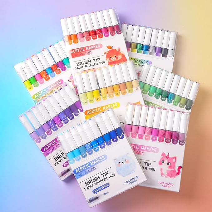 ROSYMENG 9 Color Acrylic Paint Pens, Quick-Drying Waterproof Acrylic Paint - Image 2
