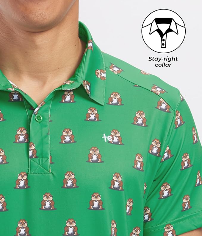 Tipsy Elves Men's Performance Golf Shirt - 4-Way Stretch, Quick Dry, Athletic Cut - Golf Polo