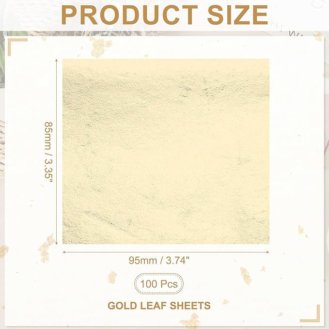 PATIKIL Gold Leaf Sheets for Art 3.7" x 3.4", Champagne Silver - Image 2