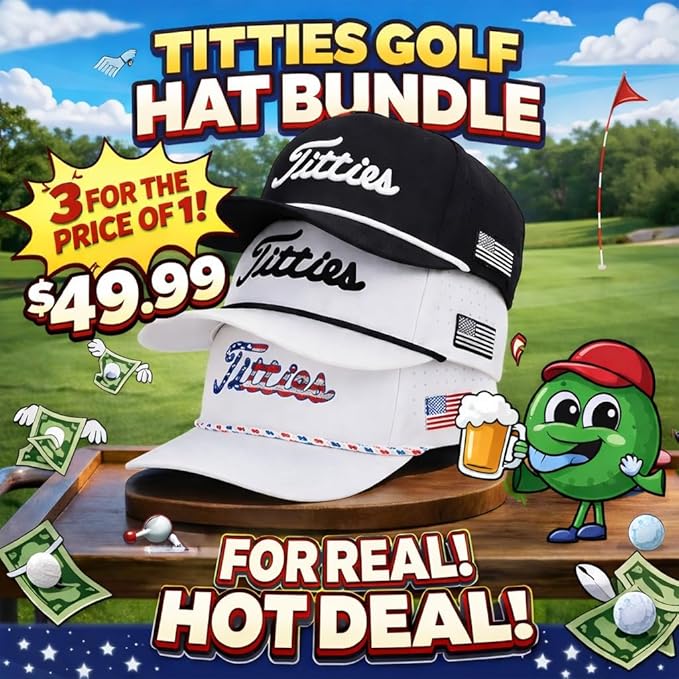 Curves & Clubs Titties Golf Hat - Funny Golf Hat, Titties Hat - Funny American Hat - One-Size-Fits-All - Men's Gifts