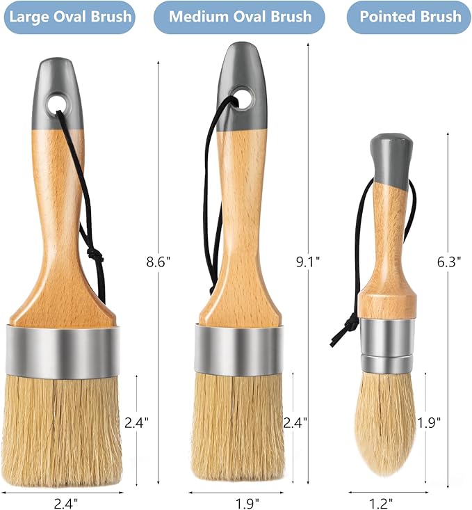Mister Rui Chalk Paint Brushes, 3 Pack Wax Brush Set, Round Paint Brush Use - Image 6