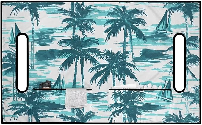 Golf Cart Seat Covers, Universal Golf Cart Seat Towel Blanket with 4 Front Pockets & Nonskid Bottom Fits for Club Car 2 Person Seats Golf Carts