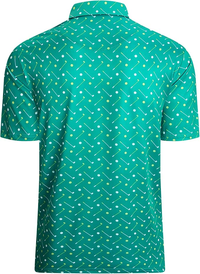 Alex Vando Mens Golf Shirt Moisture Wicking Quick-Dry Print Performance Polo Shirts for Men