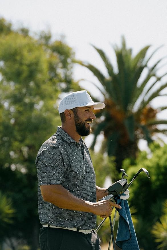 BRIMZ Golf Performance Hat - Tee Holder & Magnetic Ball Marker - Breathable, Sweat & Water Resistant Golfing Snapback Hat