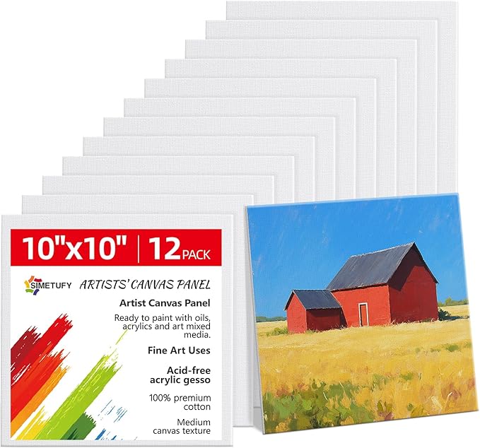 Simetufy 10x10inch Square Canvas Boards by Simetufy
