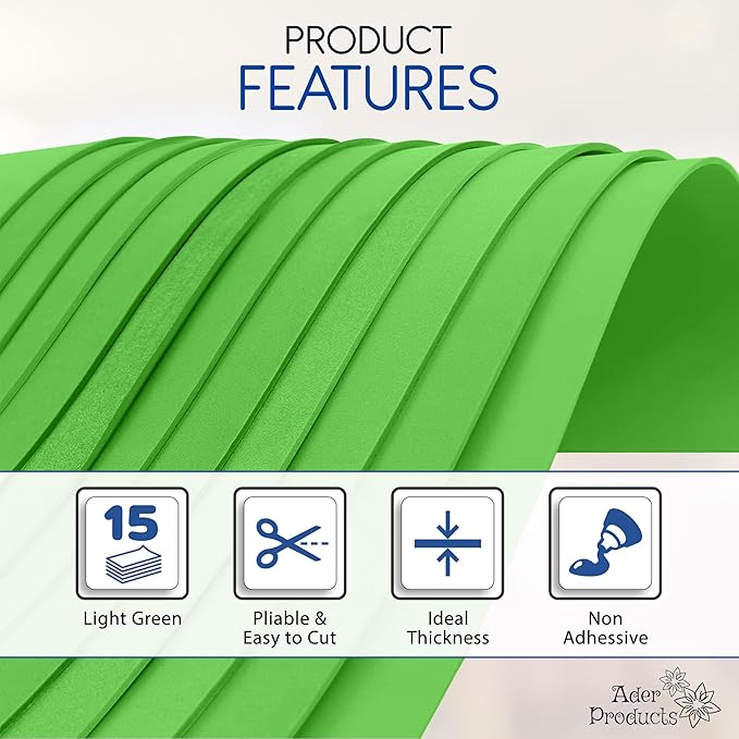Light Green EVA Foam Sheets for Crafts, 9 x 12 Inch, 2mm Thickness, 15 Pack – - Image 4