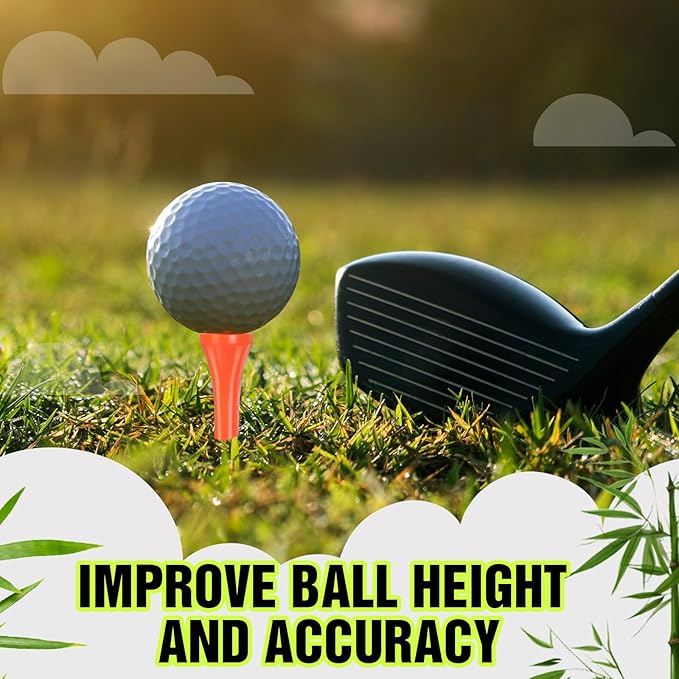 Mudder 2000 Pcs Bamboo Golf Tees Bulk Professional Golf Tees Reduce Friction Side Spin for Club Men Women Kids Accessories