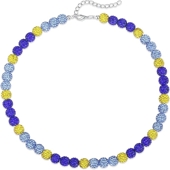 QINJIEJIE Baseball Necklace for Men Glitter Bling Rhinestone Beaded Collection Necklace for Women 16/18in Inspired Sports Jewelry Baseball Chain Cool Gifts for Baseball Players Team Lovers