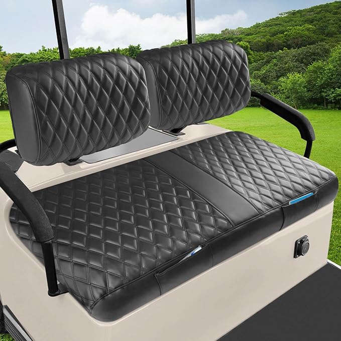 Golf Cart Front Seat Cover for Yamaha G2 G8 G9 G11 G14 G16 G19 G20 G21 G22, Adventurer One, EZGO Marathon OEM Ordinary Seat Cushion, Thick Vinyl Leather Comfortable No Need to Detach Armrest