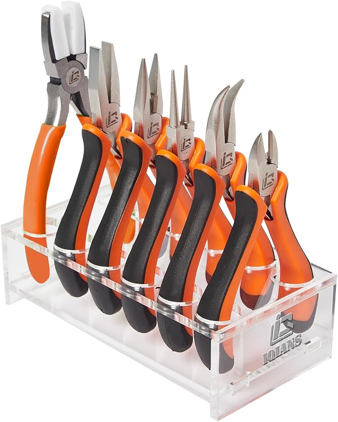 6PCS Jewelry Pliers Set with Acrylic Pallet, Needle Nose Pliers, Wire Cutters by IQIANS