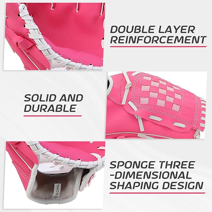 Baseball Glove + Ball Sets, Softball Glove, Baseball Mitt, 10.5''-12.5'' for Youth/Adult Training and Beginner Play, Synthetic Leather Softball Mitt