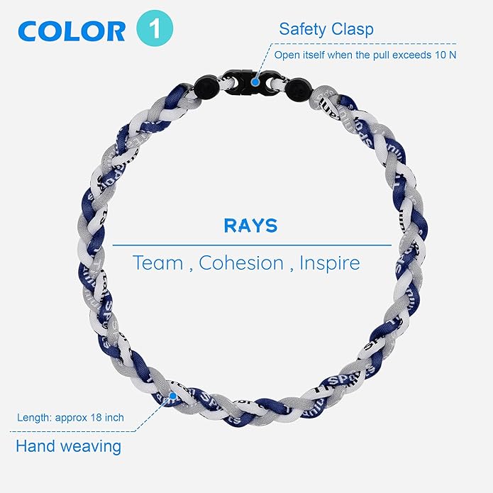 3 pcs Baseball Rope Necklaces, League Team Colors Braided Necklace, Baseball Team Gifts