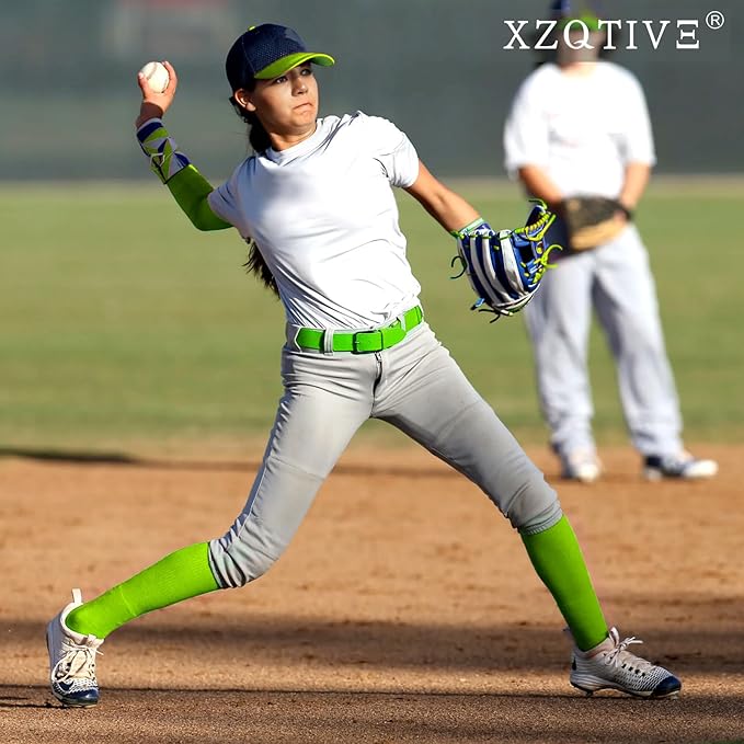 XZQTIVE 3 Pairs of Baseball Softball Socks and 1 Baseball Softball Belt Combo Set Knee-High Soccer Socks for Kids Youth Adult