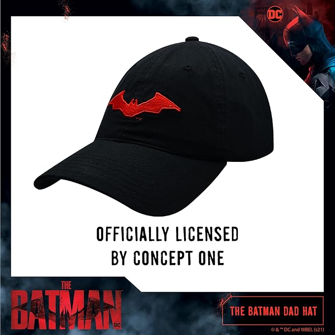 DC Comics The Batman Dad Hat, Adult Baseball Cap with Flat Brim, One Size