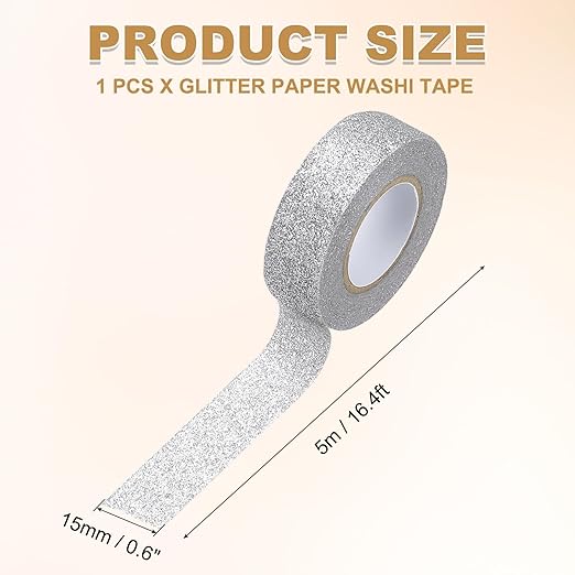 PATIKIL 1 Roll Glitter Paper Washi Tape, Washi Decorative Tape - Image 2