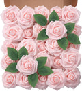 Artificial Flowers Foam Fake Roses 25pcs Light Pink Roses by Unknown