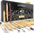 Arteza Pottery & Polymer Clay Tools, 42-Piece Sculpting Set, Steel Tip Tools by ARTEZA