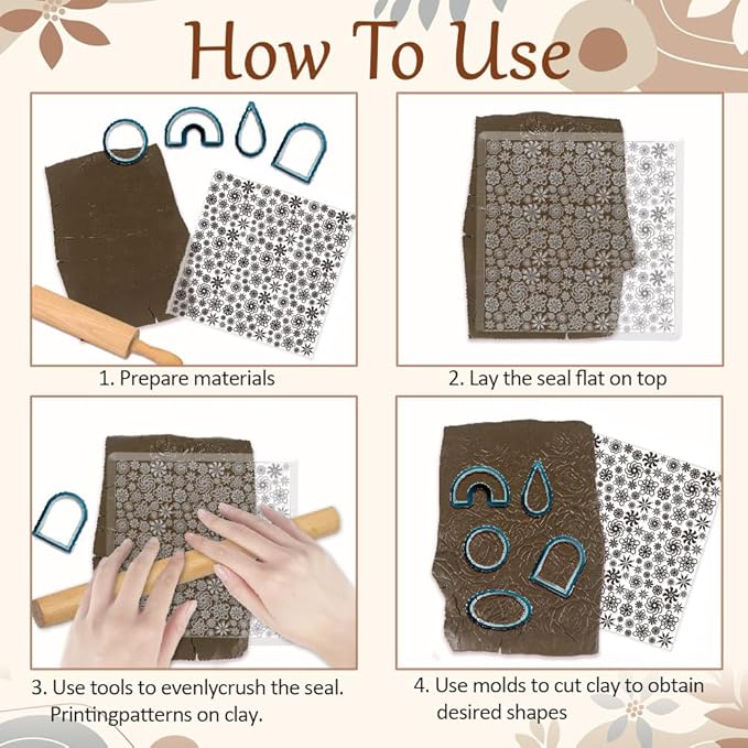 CHGCRAFT Plum Blossoms Polymer Clay Texture Sheets Art Rotation Flowers - Image 3