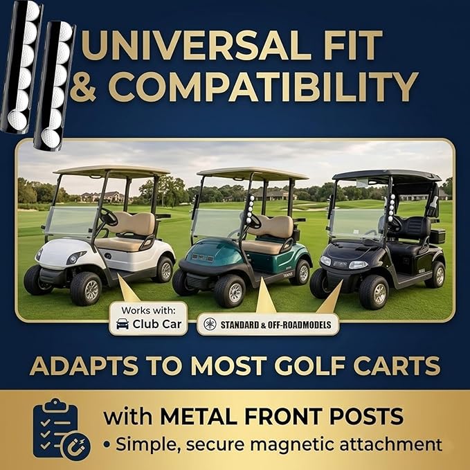 2 PACK Magnetic Golf Cart Ball Holder for Golf Cart Front Strut,3-in-1 Magnetic Golf Ball Holder and Dispense,Quick-Access Storage for Golf Balls,Tees,Heavy Duty Magnet Mount for Any Metal Surface