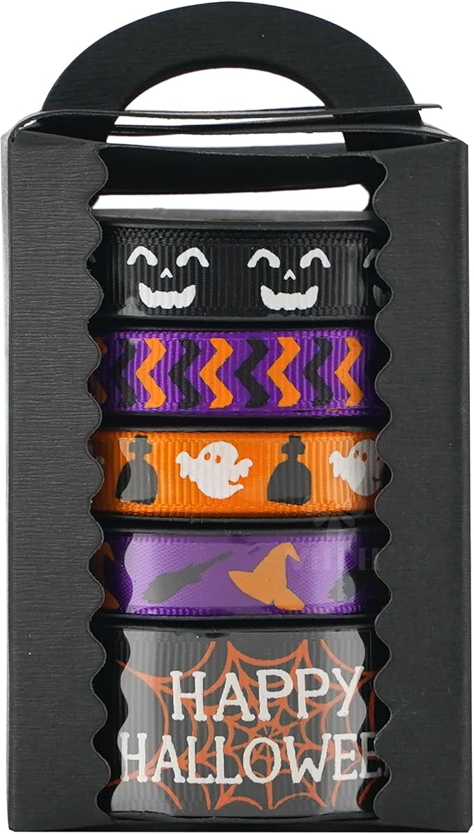 MEEDEE 3/8 inch 1 inch Halloween Ribbon Set Spooky October Ribbon Assortment 5 - Image 9