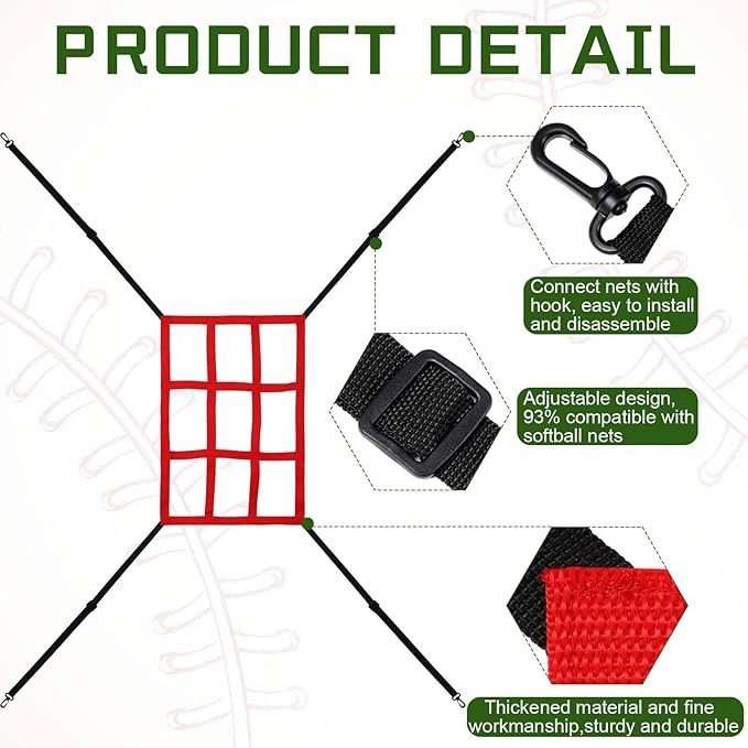 Leyndo 2 Pcs Adjustable Strike Target for Baseball Net Practice Throwing Hitting Strike Zone Accuracy Full and 9 Pocket Pitching Target Team Training Aid for 6 x 6, 7 x 7, 8 x 8 ft Nets
