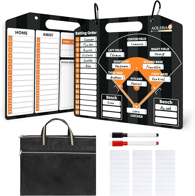 AOLEBA Baseball Lineup Board for Dugout,Dry Erase Magnetic Metal Baseball Clipboard for Coaches