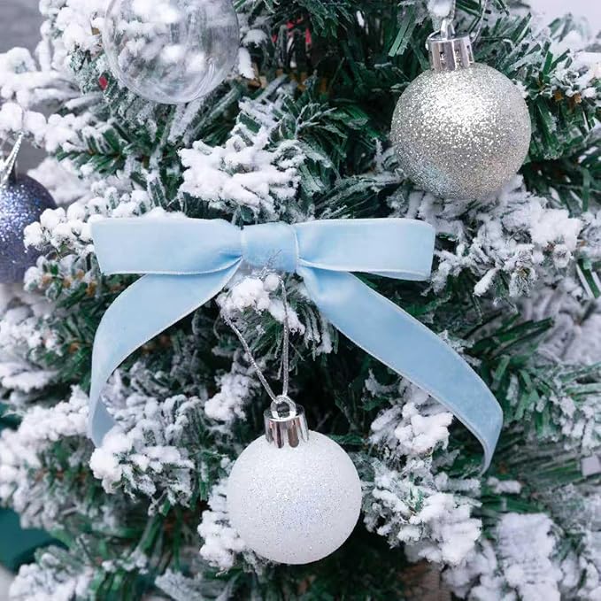 Vintage Sky Blue Velvet Ribbon Christmas Ribbon - Image 4