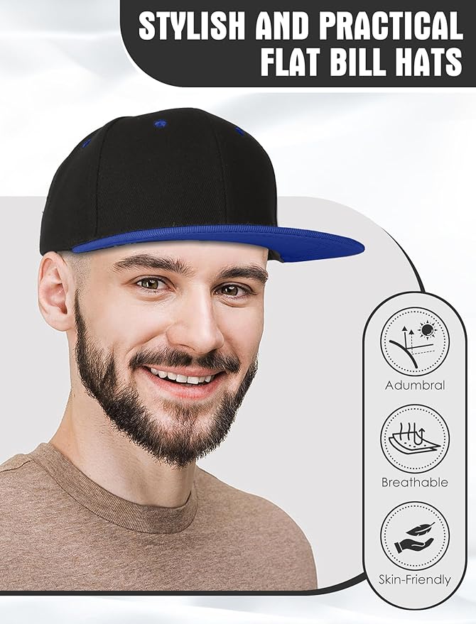 10 Pack Blank Snapback Hats for Men Flat Brim Hats Baseball Caps Bulk