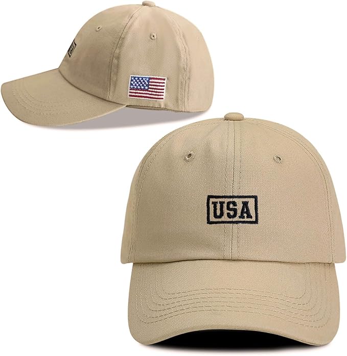American Flag Patriotic Baseball Cap | Embroidered USA Flag 100% Cotton Adjustable Hat for Men & Women