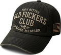 Old Fuckers Club-Vintage Baseball Cap, Hand-Embroidery Adjustable Wash Old Fuckers Club100% Bitter Lifetime Member Hat