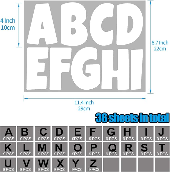 Bemeol Letter Stickers 351 Pieces 4 Inch Bulletin Board Letters Alphabet Cutout - Image 2