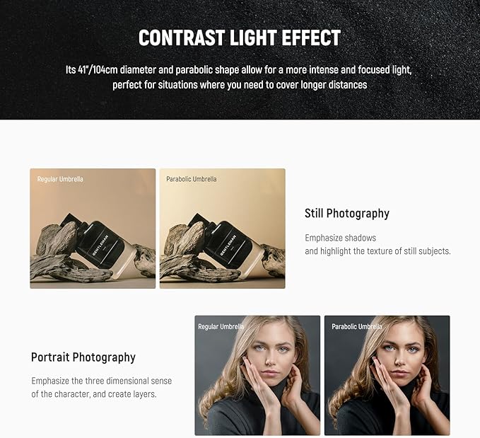 NEEWER 41"/104cm Parabolic Reflective Umbrella Photography - Image 3