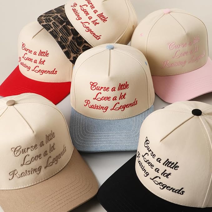 MIRMARU Two-Tone Vintage Canvas Trucker Hats for Men & Women, Adjustable Size Baseball Caps with Trendy Embroidered Design