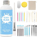 EIGTWEN 100ml Air Dry Clay Glaze and 29pcs Clay tools kit, Gloss Clay Varnish by EIGTWEN