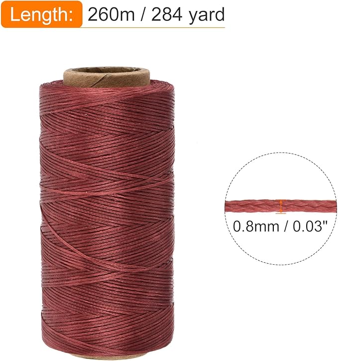 MECCANIXITY Waxed Thread, 284 Yard 0.8mm 150D Flat Wax Thread Polyester Waxed - Image 2